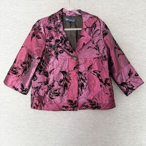Susan Graver Womens size M‎ Crinkle Iridescent Patchwork Jacket A93378 Purple